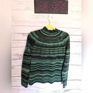 NWT Knox Rose Green Striped Sweater with Slight Shimmer S